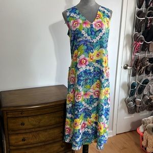 Vintage 1970-1980s Jams World Orchards of Hawaii V-Neck Tank Dress